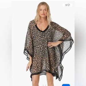 NWT - MKors Women's Graphic Cheetah Caftan CoverUp (XS/S)